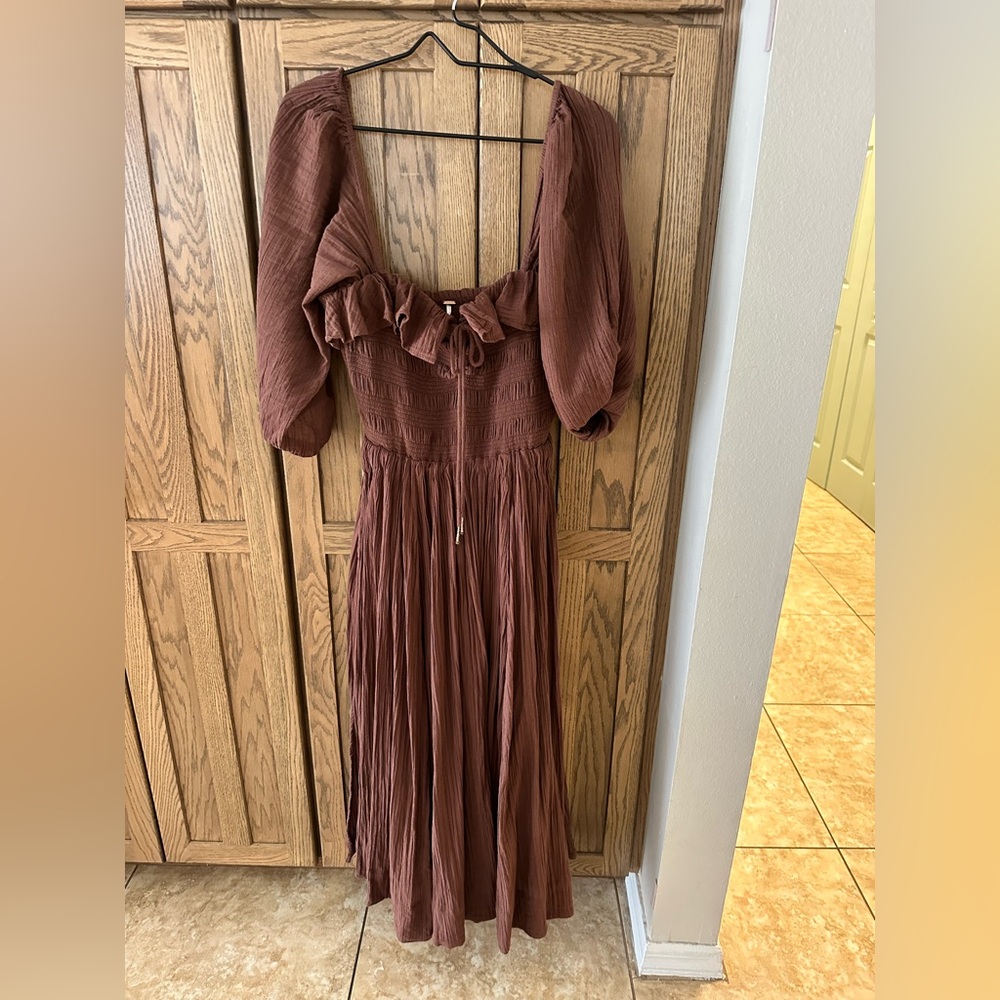 Free People Long Sleeve Brown Dress